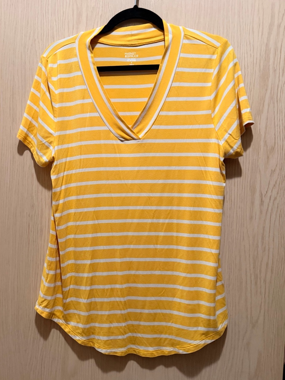 Market & Spruce Juuna Hi-Lo Knit Top Yellow Stripe Size M